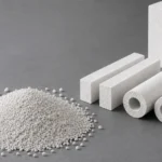 Perlite insulation materials for oil and gas industry applications including insulation blocks, pipe sections, and granules.